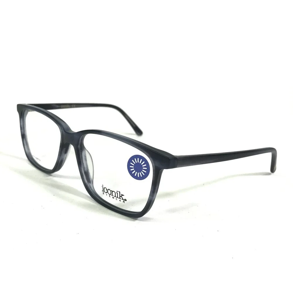 Iconik Eyeglasses Frames Mish C01 Black Blue Horn Square Horn Rim 53-15-140